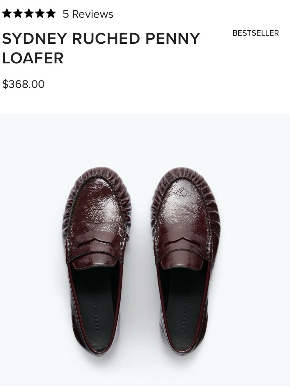 Freda Salvador SYDNEY RUCHED PENNY LOAFER Wine Crinkle Patent 7M